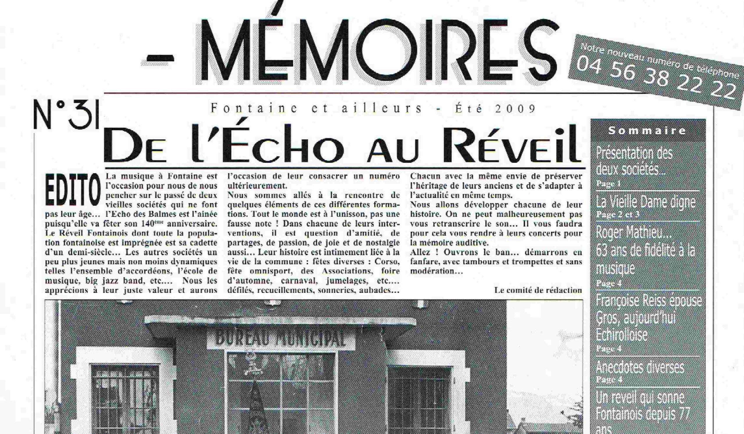 Bulletin n°31 Le réveil fontainois, l'écho des balmes