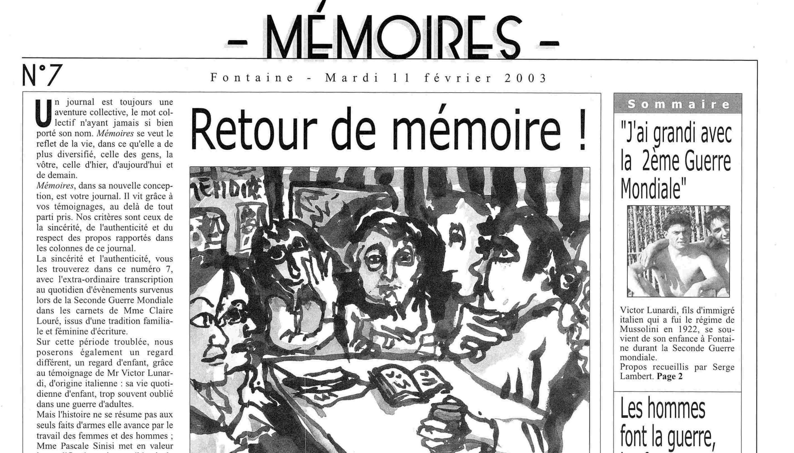 Bulletin n°07 : Retour de mémoire